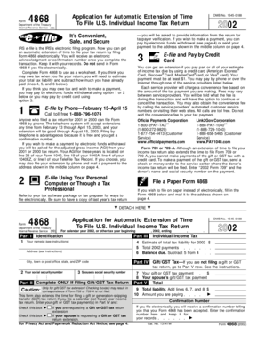 IRS Form 4868 Application for Automatic Extension of Time