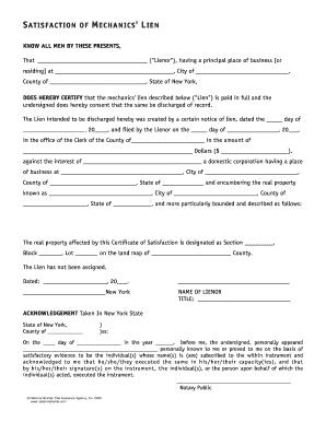 Satisfaction of Mechanics' Lien