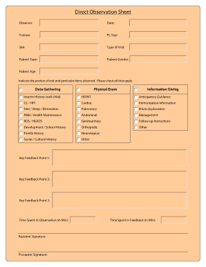 Direct Observation Sheet