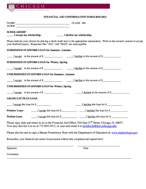Financial Aid Confirmation Form 2010-2011