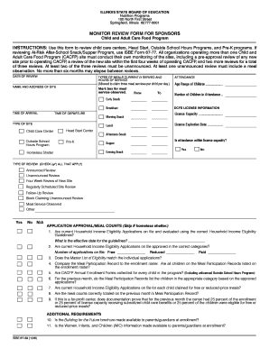 Illinois CACFP Monitor Review Form
