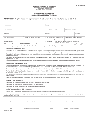 Illinois Cooperative Occupational Education Training Memorandum