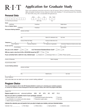 Graduate Study Application Form