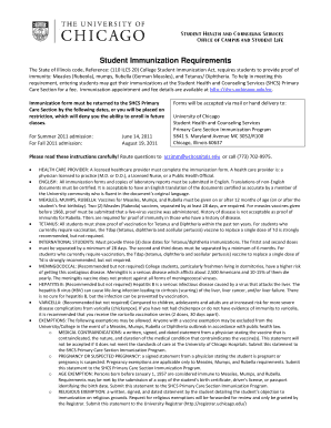 Illinois Student Immunization Form