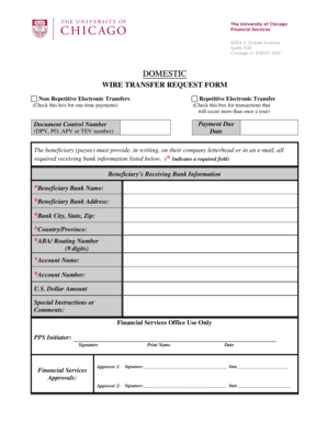 Domestic Wire Transfer Request Form