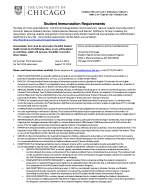 Illinois Student Immunization Form
