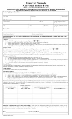 Alameda County Conviction History Form