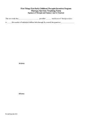 First Things First Therapy Services Tracking Form