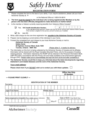 Alzheimer Society Registration Form