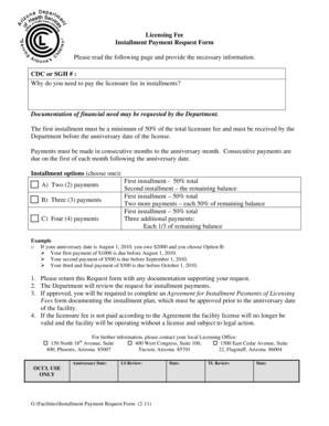 Licensing Fee Installment Payment Request Form