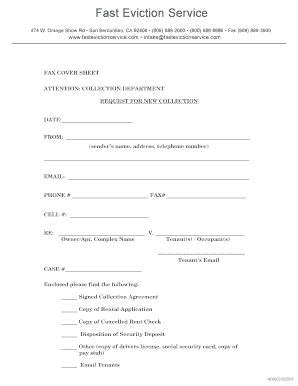 Eviction Collection Request Form
