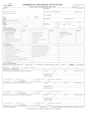 Commercial Insurance Application Form