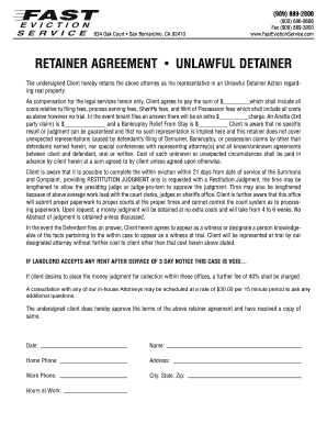 Retainer Agreement for Unlawful Detainer
