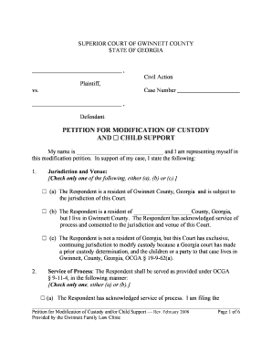 Petition for Modification of Custody and Child Support