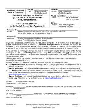 Tennessee Final Divorce Decree Form