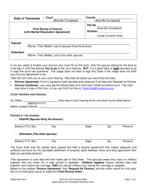 Tennessee Final Decree of Divorce