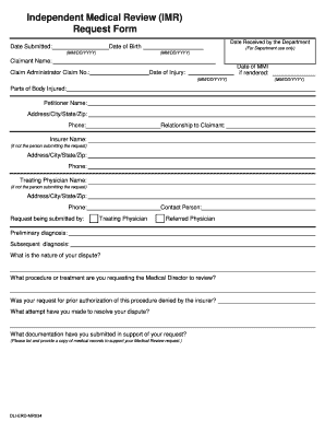Independent Medical Review Request Form