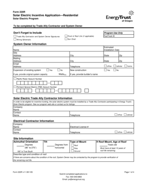 Solar Electric Incentive Application—Residential