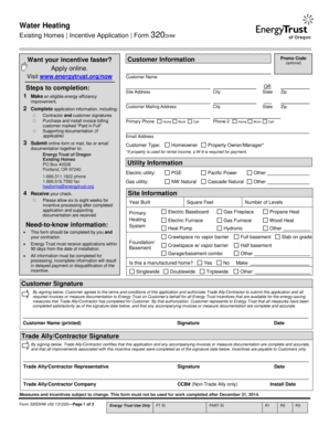 Oregon Water Heating Incentive Application