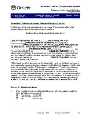 Ontario Graduate Outcomes Survey Form