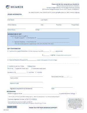 Humber College Donation Form