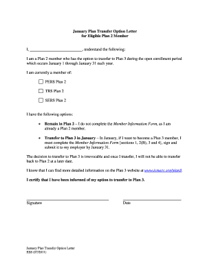 January Plan Transfer Option Letter