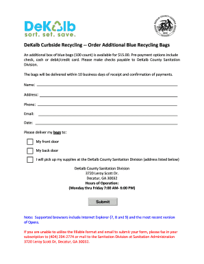 DeKalb County Recycling Bag Order Form