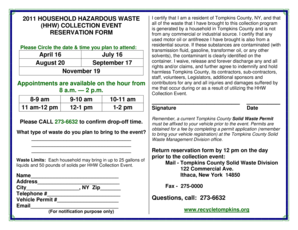 Tompkins County HHW Collection Event Reservation Form
