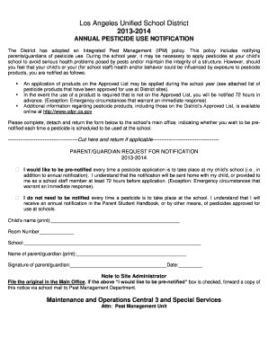 Los Angeles Unified School District Pesticide Use Notification