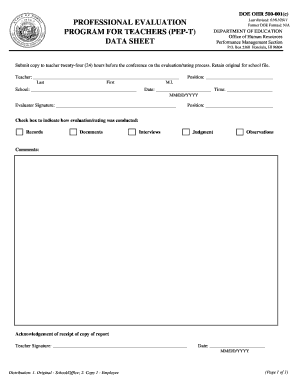DOE Teacher Evaluation Form