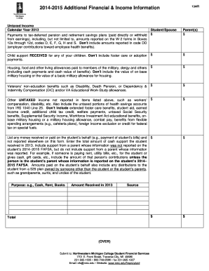 2014-2015 Additional Financial & Income Information Form