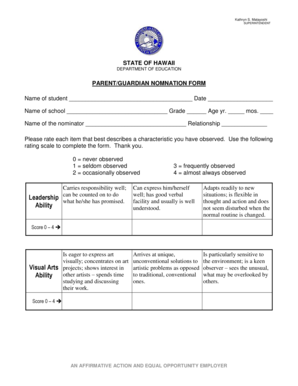 Hawaii Parent Guardian Nomination Form