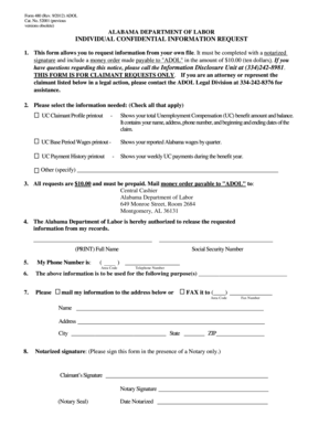 Alabama Unemployment Compensation Information Request