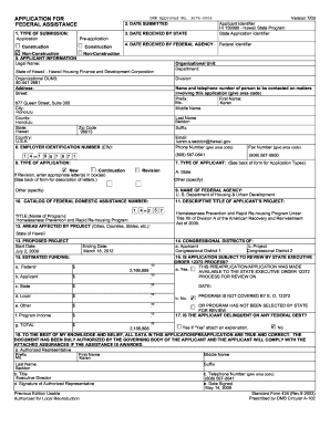 Federal Assistance Application Form