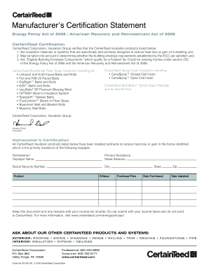Manufacturer’s Certification Statement
