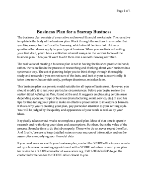 Business Plan Template for Startup