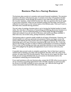 Business Plan for a Startup Business