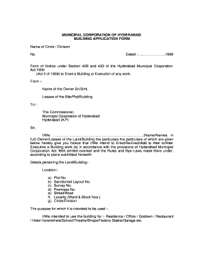 Hyderabad Building Application Form