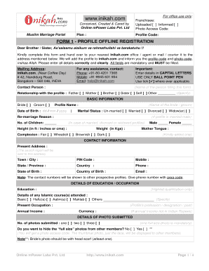 Muslim Marriage Profile Registration Form
