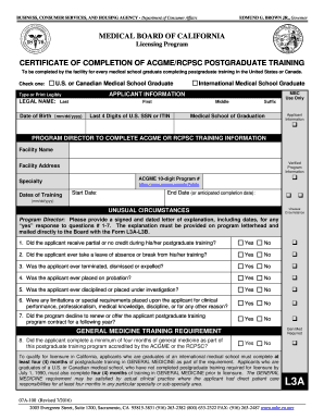 California Medical Training Completion Certificate