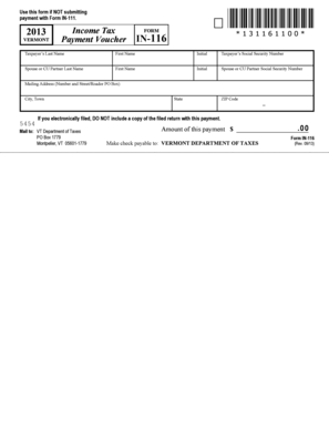 Vermont Payment Voucher IN-116
