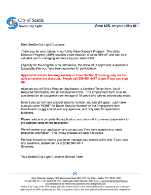 Seattle City Light Utility Discount Program Application