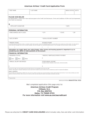 American Airlines Credit Card Application Form