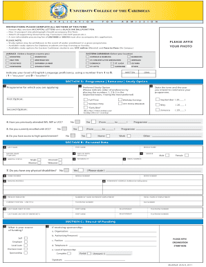 UCC Application for Admission