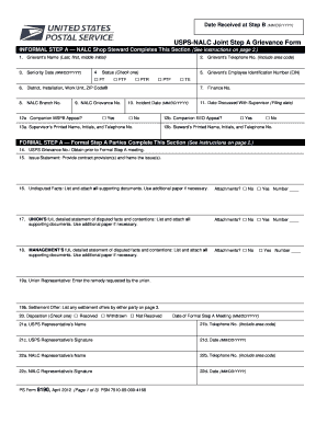 USPS-NALC Joint Step A Grievance Form