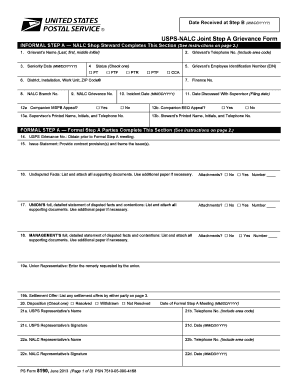 USPS-NALC Joint Step A Grievance Form