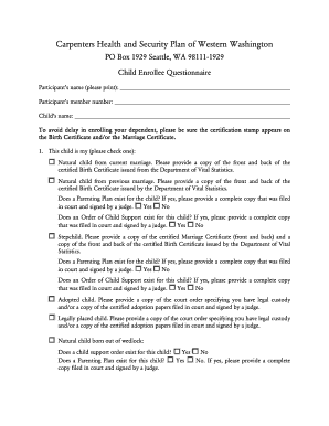 Child Enrollee Questionnaire