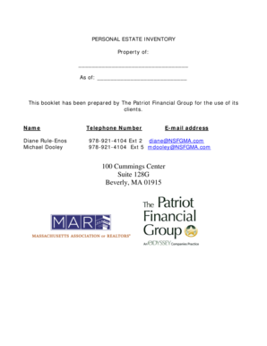 Personal Estate Inventory Form