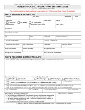 Request for DSO Products or System Access