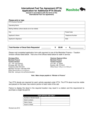 IFTA Application for Additional Decals